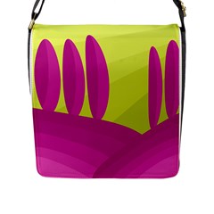 Yellow And Pink Landscape Flap Messenger Bag (l) 