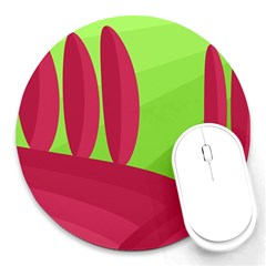 Green And Red Landscape Round Mousepads