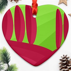 Green And Red Landscape Ornament (heart) 