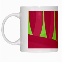 Green And Red Landscape White Mugs by Valentinaart