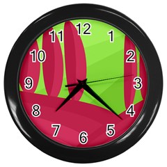 Green And Red Landscape Wall Clocks (black)