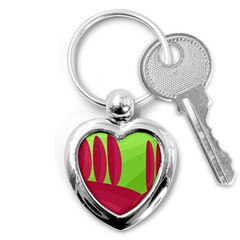 Green And Red Landscape Key Chains (heart) 