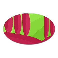 Green And Red Landscape Oval Magnet