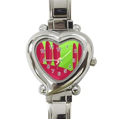 Green And Red Landscape Heart Italian Charm Watch