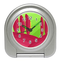 Green And Red Landscape Travel Alarm Clocks by Valentinaart