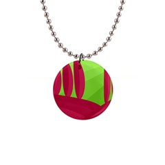 Green And Red Landscape Button Necklaces