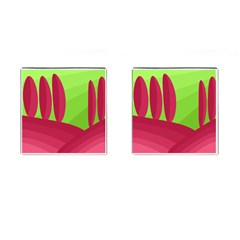 Green And Red Landscape Cufflinks (square)