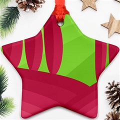 Green And Red Landscape Star Ornament (two Sides) 