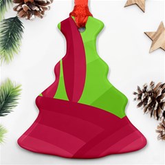 Green And Red Landscape Christmas Tree Ornament (2 Sides)