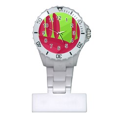 Green And Red Landscape Plastic Nurses Watch by Valentinaart