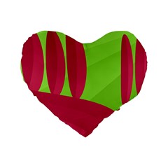 Green And Red Landscape Standard 16  Premium Flano Heart Shape Cushions by Valentinaart