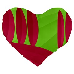 Green And Red Landscape Large 19  Premium Flano Heart Shape Cushions by Valentinaart