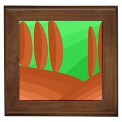 Green And Orange Landscape Framed Tiles