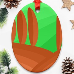 Green And Orange Landscape Ornament (oval) 