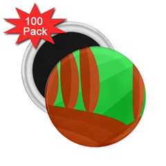 Green And Orange Landscape 2 25  Magnets (100 Pack)  by Valentinaart