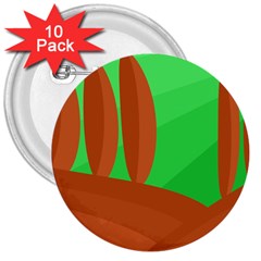 Green And Orange Landscape 3  Buttons (10 Pack) 