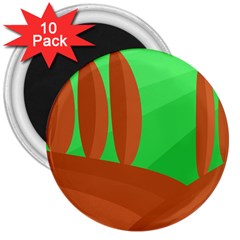 Green And Orange Landscape 3  Magnets (10 Pack) 