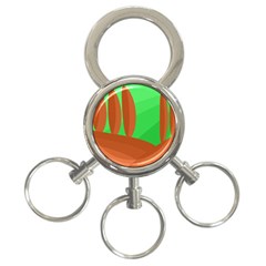 Green And Orange Landscape 3-ring Key Chains