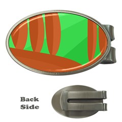 Green And Orange Landscape Money Clips (oval) 