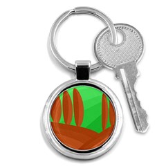 Green And Orange Landscape Key Chains (round) 