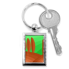 Green And Orange Landscape Key Chains (rectangle) 