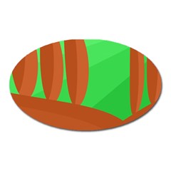 Green And Orange Landscape Oval Magnet