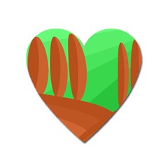 Green And Orange Landscape Heart Magnet