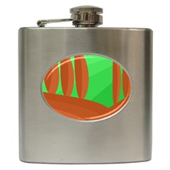 Green And Orange Landscape Hip Flask (6 Oz) by Valentinaart