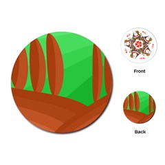 Green And Orange Landscape Playing Cards (round) 