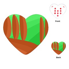 Green And Orange Landscape Playing Cards (heart) 