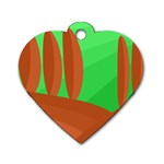 Green and orange landscape Dog Tag Heart (Two Sides) Front