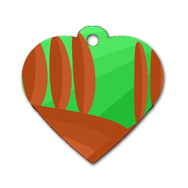 Green and orange landscape Dog Tag Heart (Two Sides)