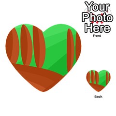 Green And Orange Landscape Multi-purpose Cards (heart)  by Valentinaart