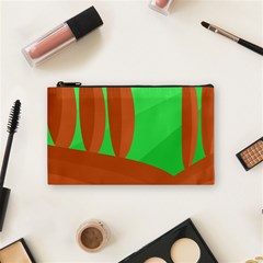 Green And Orange Landscape Cosmetic Bag (small)  by Valentinaart