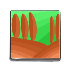 Green And Orange Landscape Memory Card Reader (square)