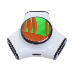 Green And Orange Landscape 3-port Usb Hub