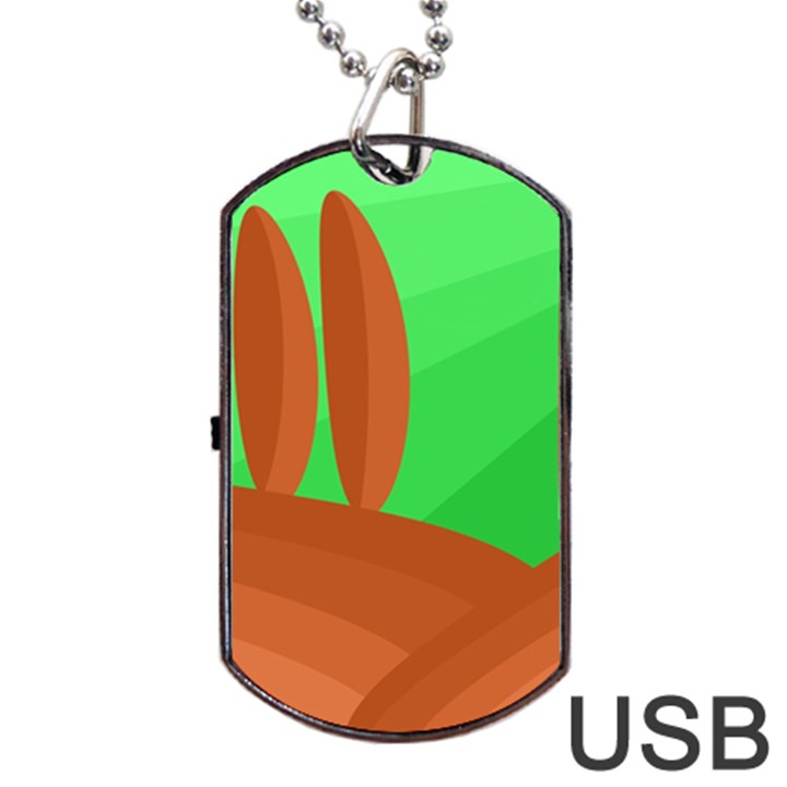 Green and orange landscape Dog Tag USB Flash (Two Sides) 