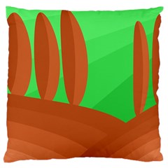 Green And Orange Landscape Large Cushion Case (two Sides)