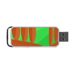 Green And Orange Landscape Portable Usb Flash (two Sides)