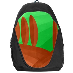 Green And Orange Landscape Backpack Bag by Valentinaart