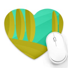 Green And Yellow Landscape Heart Mousepads by Valentinaart