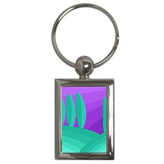 Purple And Green Landscape Key Chains (rectangle)  by Valentinaart