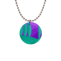 Purple And Green Landscape Button Necklaces by Valentinaart