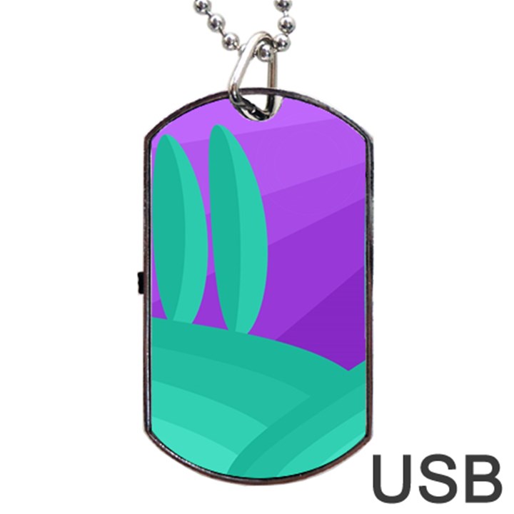 Purple and green landscape Dog Tag USB Flash (One Side)