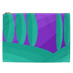 Purple And Green Landscape Cosmetic Bag (xxl)  by Valentinaart