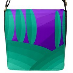 Purple And Green Landscape Flap Messenger Bag (s) by Valentinaart