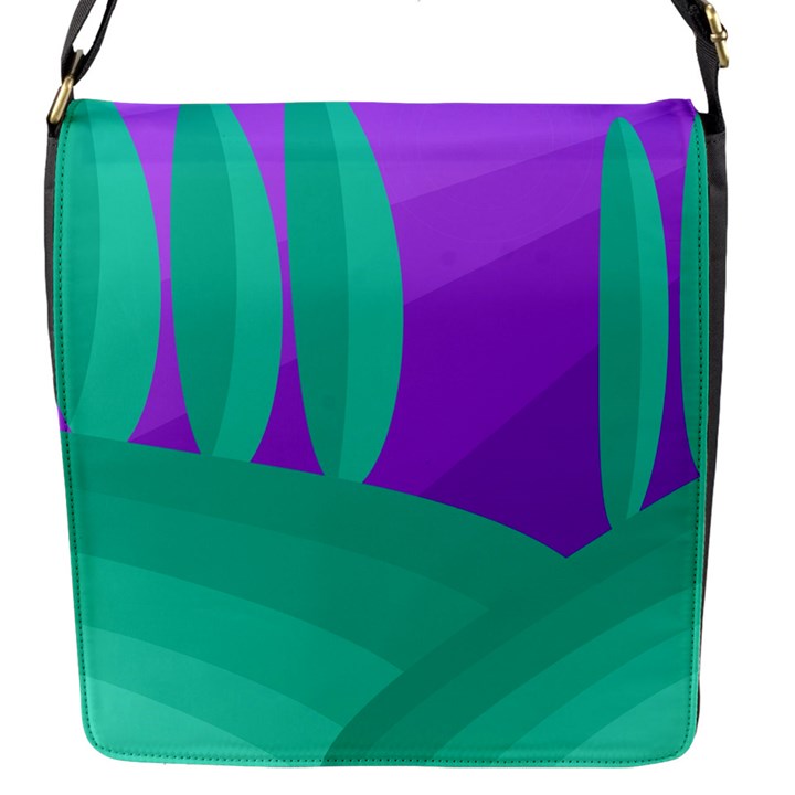 Purple and green landscape Flap Messenger Bag (S)