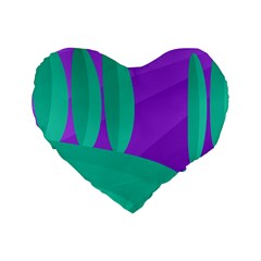 Purple And Green Landscape Standard 16  Premium Flano Heart Shape Cushions