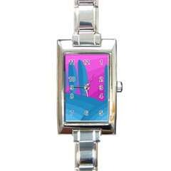 Pink And Blue Landscape Rectangle Italian Charm Watch