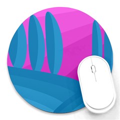 Pink And Blue Landscape Round Mousepads